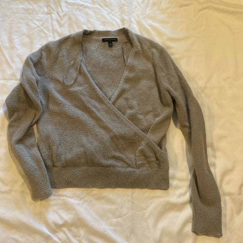 Wrap fuzzy sweater
